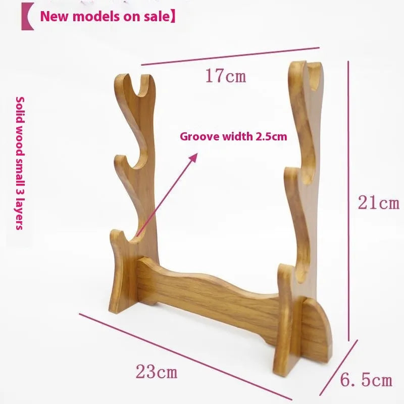 Chinese style handmade wooden wall bracket with multiple display layers for ornament storage