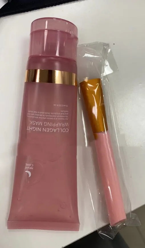 75ml collagen night mask with application brush for firming elasticity and overnight hydration