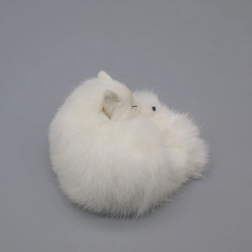 Artificial white fox fur handicraft decoration measuring 15cm with red and yellow colour options