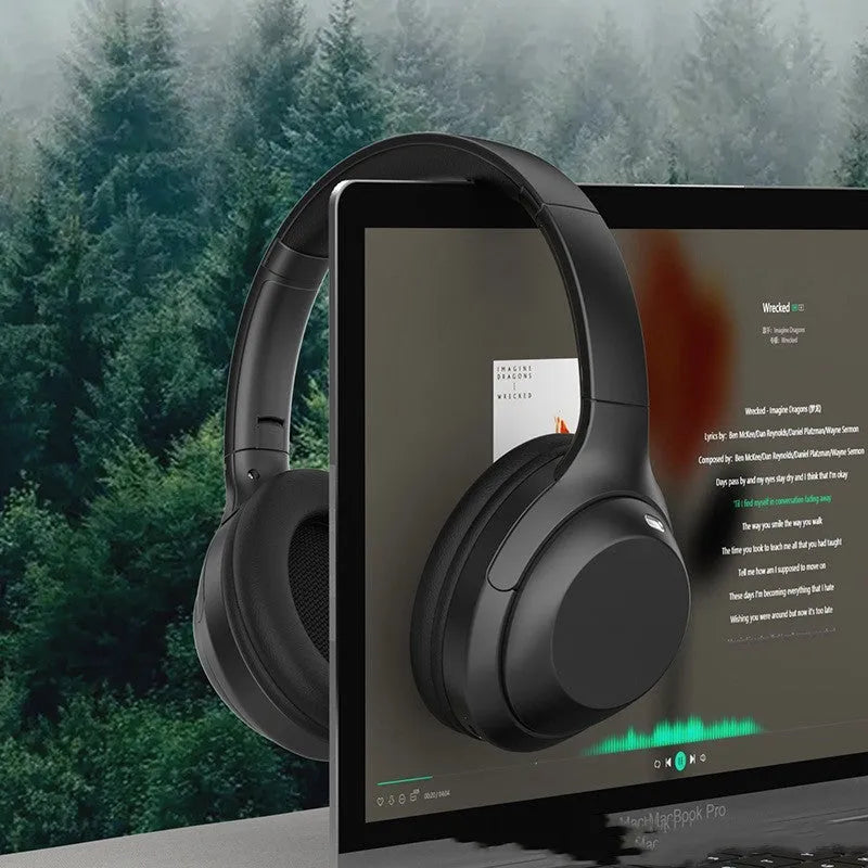Bluetooth headphone head-mounted with mic noise-canceling ABS charcoal black brown creamy white