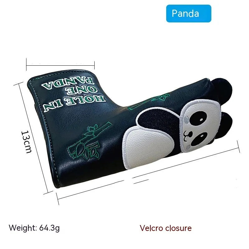 Golf straight bar putter sleeve in various designs including four-leaf clover, smiley face, and animal styles.