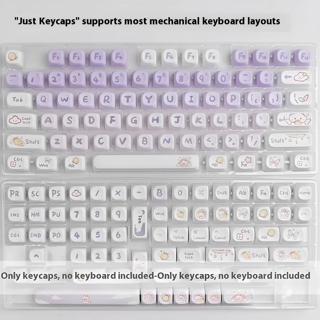 PBT gradient purple rabbit design key caps for mechanical keyboards with sublimation printing