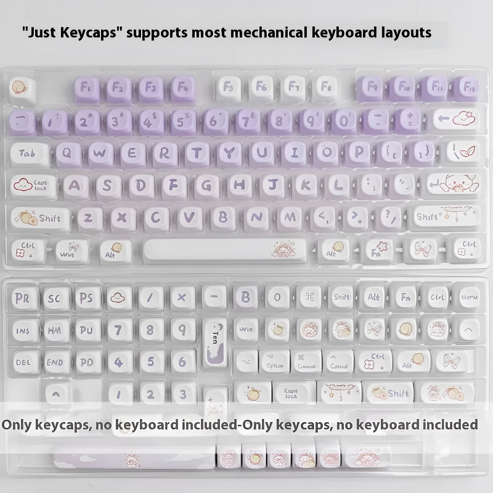 PBT gradient purple rabbit design key caps for mechanical keyboards with sublimation printing