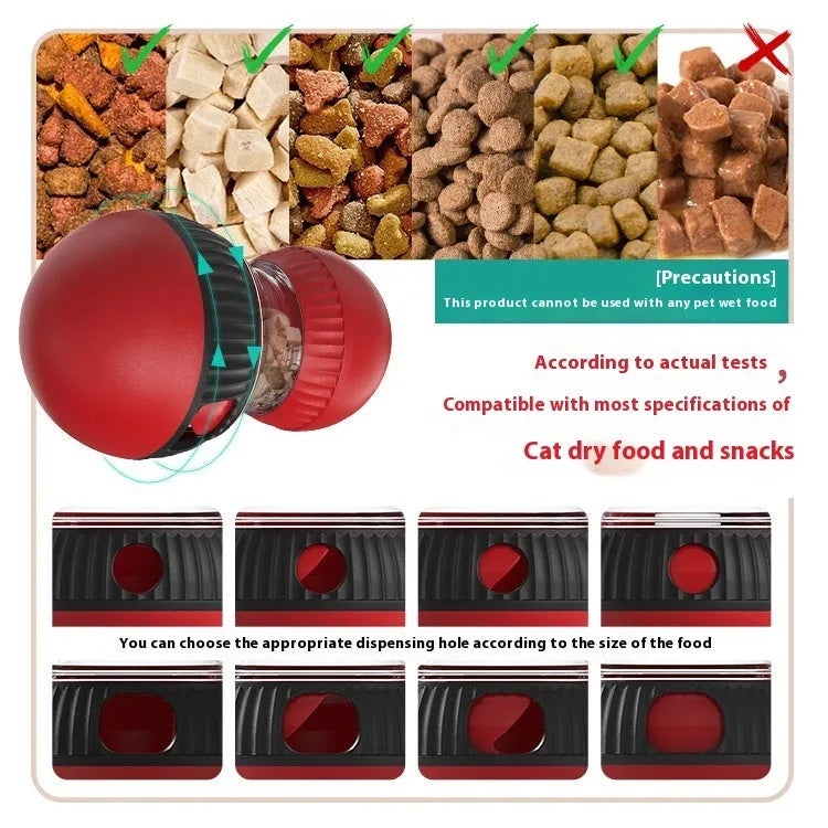 Rotating plastic cat toy with colourful super ball accessory showing 155mm diameter