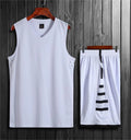 Black and white breathable sports vest and pants set for basketball and training.