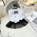 White polyester Waltz gauze skirt dog clothing with yarn detailing in princess style