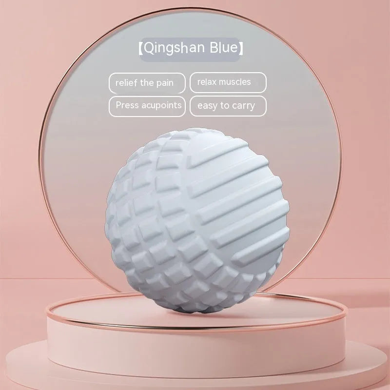 Blue and pink TPR foot massage ball and peanut yoga ball set for fitness and muscle relief