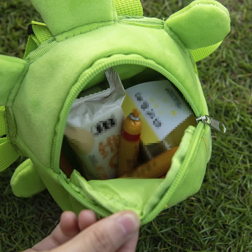 Turtle-shaped dog backpack harness vest in velvet with metal zipper, dimensions 20 x 18cm