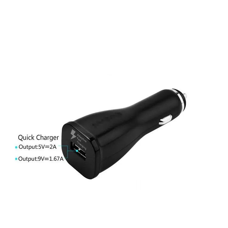 QC30 single port USB car fast charger with white finish and QC2.0 technology
