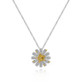 Women's fully-jewelled flower pendant necklace in yellow on silver chain