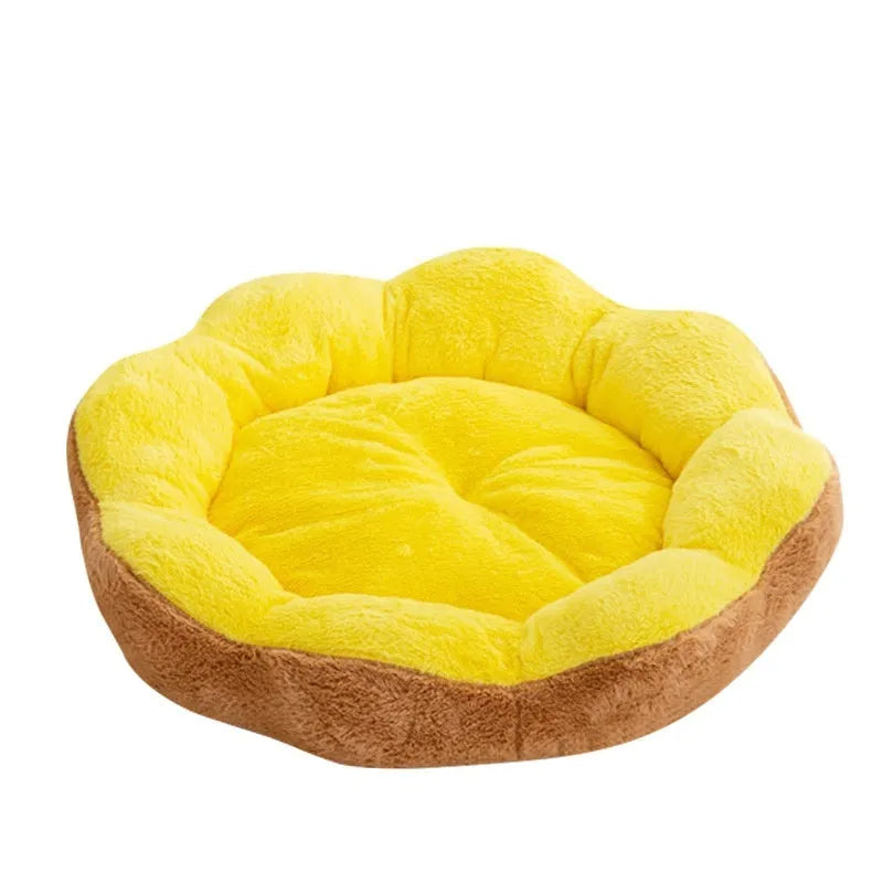 Round cat bed with detachable rabbit plush lining in grey black colour