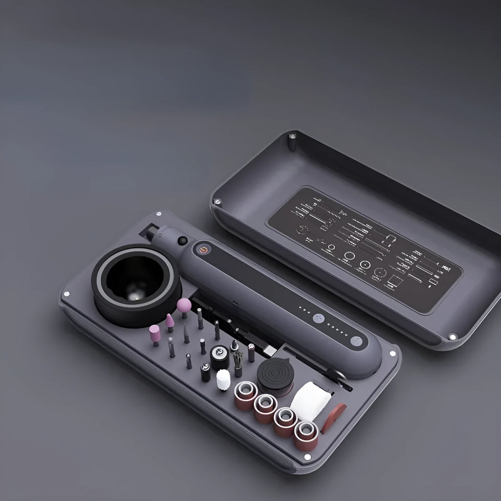 Mini electric polishing and cutting machine set with grinder, lithium battery, and five-speed control