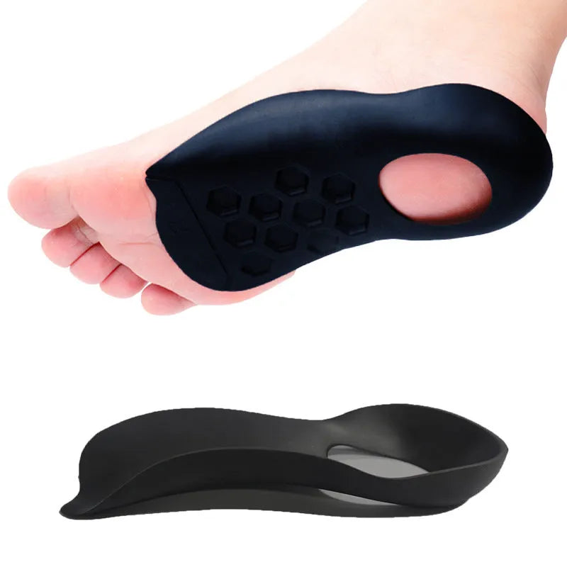 TPR arch support varus correction insoles in white, black, and skin colour for shoe sizes 35-45.