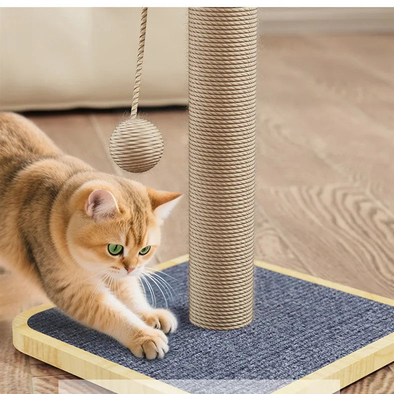 Windmill design cat climbing frame with scratch-resistant hanging ball made from pine wood and carpet leather