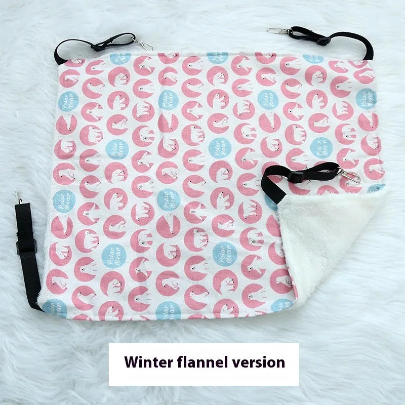 Cat fleece-lined hanging hammock in winter colour design for cage