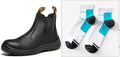 Black leather safety boots with steel toe cap and anti-piercing sole for industrial work