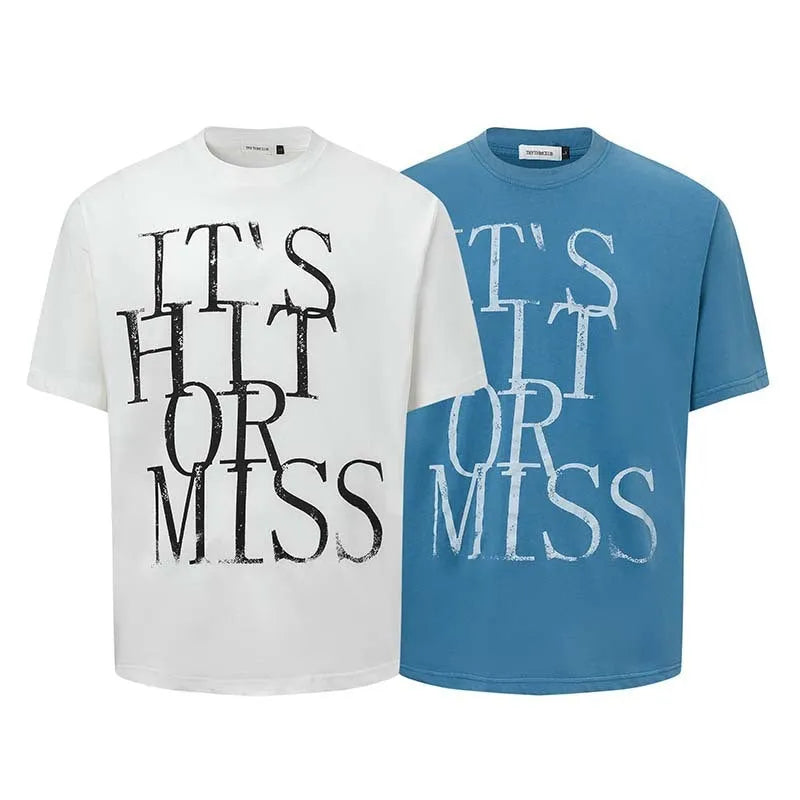 Men's white American letter print cotton blend t-shirt with loose fit pullover style