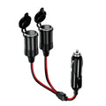 Car 12V 24V cigarette lighter extension cable Y8 one drag two with two USB ports, 15cm wire, Bakelite body