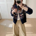 Ethnic jacquard pullover sweater with 3D pattern in loose fit free size