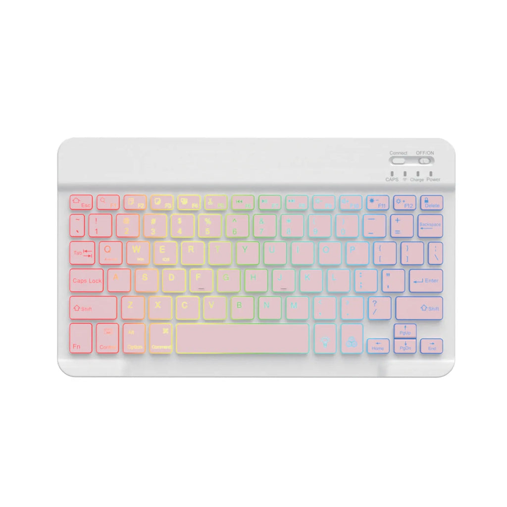 10-inch Bluetooth keyboard for tablets with colourful backlight in one of eight body colour options