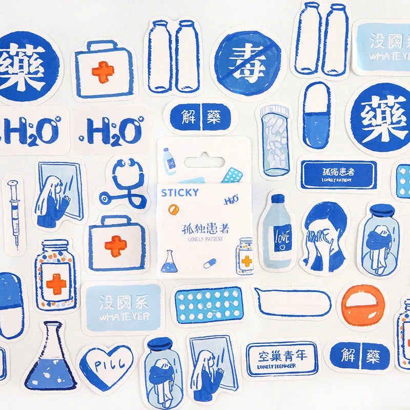 46 cartoon character decorative stickers for journals in nine themed colours including bubble comics