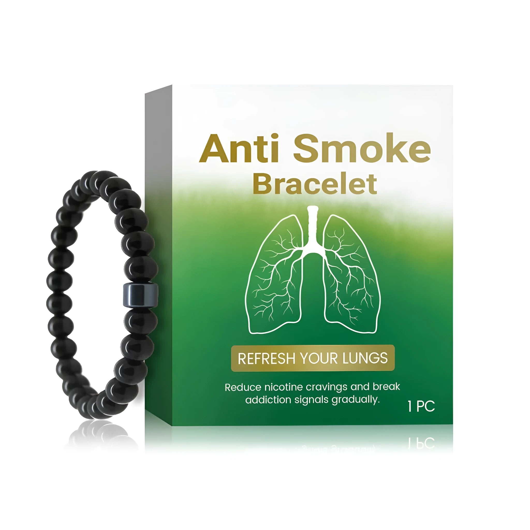 Adjustable men's bracelet with glass and dark gallstone beads on a wrist.