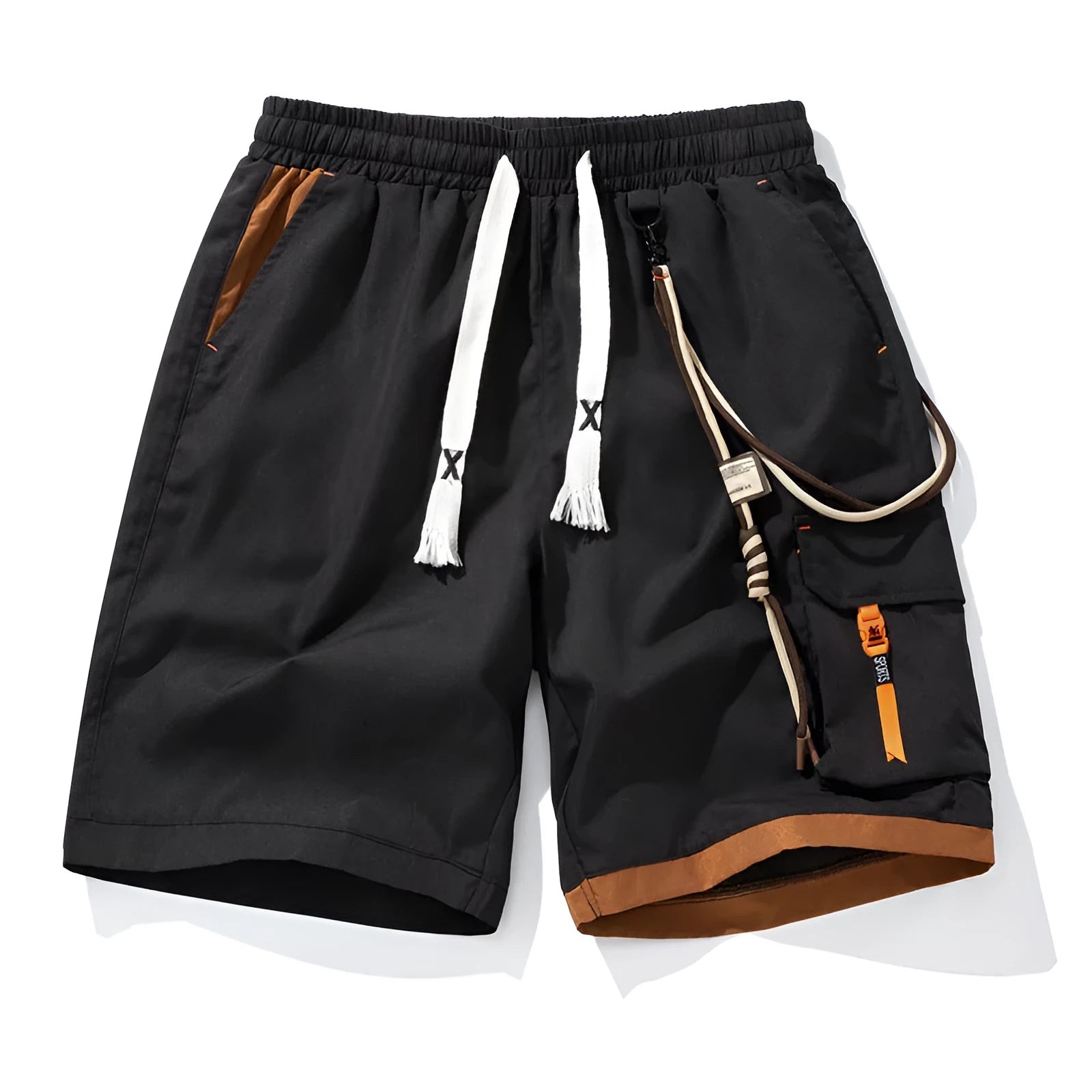 Men's plus size loose-fit sport shorts in bamboo fibre, shown in coffee colour.