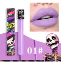 Halloween creative makeup lip gloss in skull test tube with matte gold silver finish