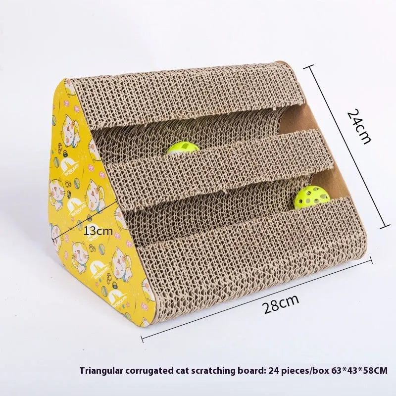 Corrugated paper cat scratch board showing multiple style options including bone-type and M-type designs