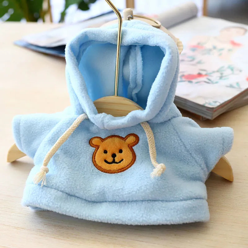 Cloth dog hoodie sweater shown in blue, available in 23cm and 42cm sizes for medium and large pets.