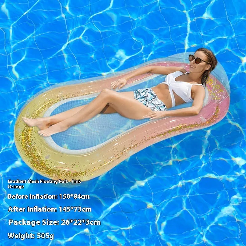 PVC inflatable floating row pool float in a choice of colours and designs including watermelon and flamingo.