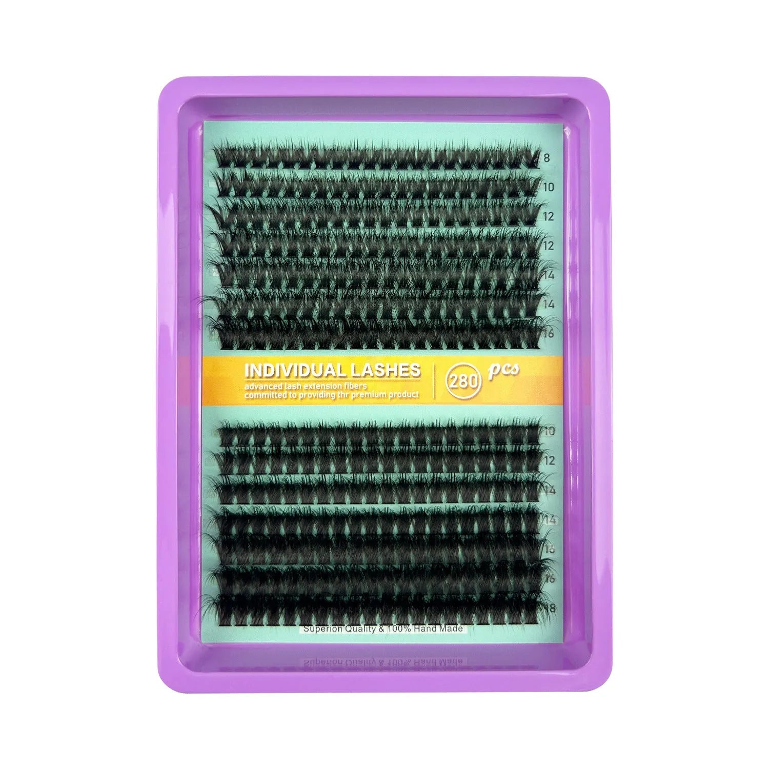 Box of mixed false eyelashes showing five style options with varying volumes from natural to dramatic.