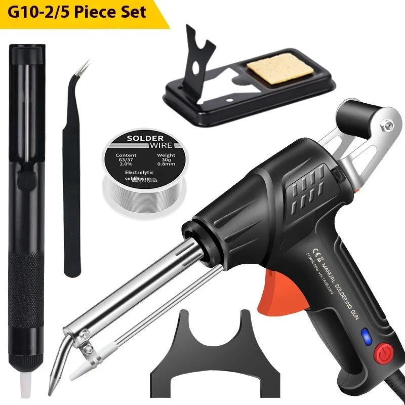 G102 black alloy soldering gun with built-in light, 205 × 170mm dimensions