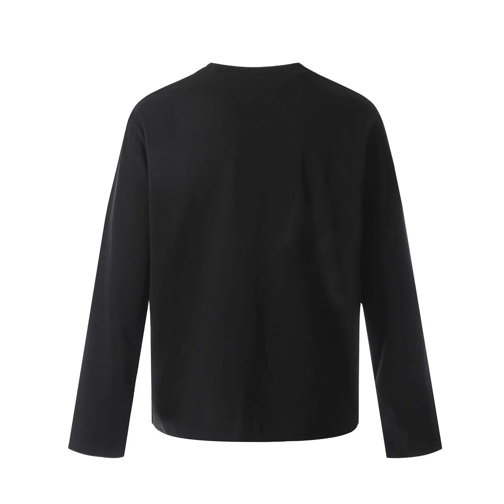 Men's loose fit cotton pullover in black and flower gray colours with long sleeves and retro design