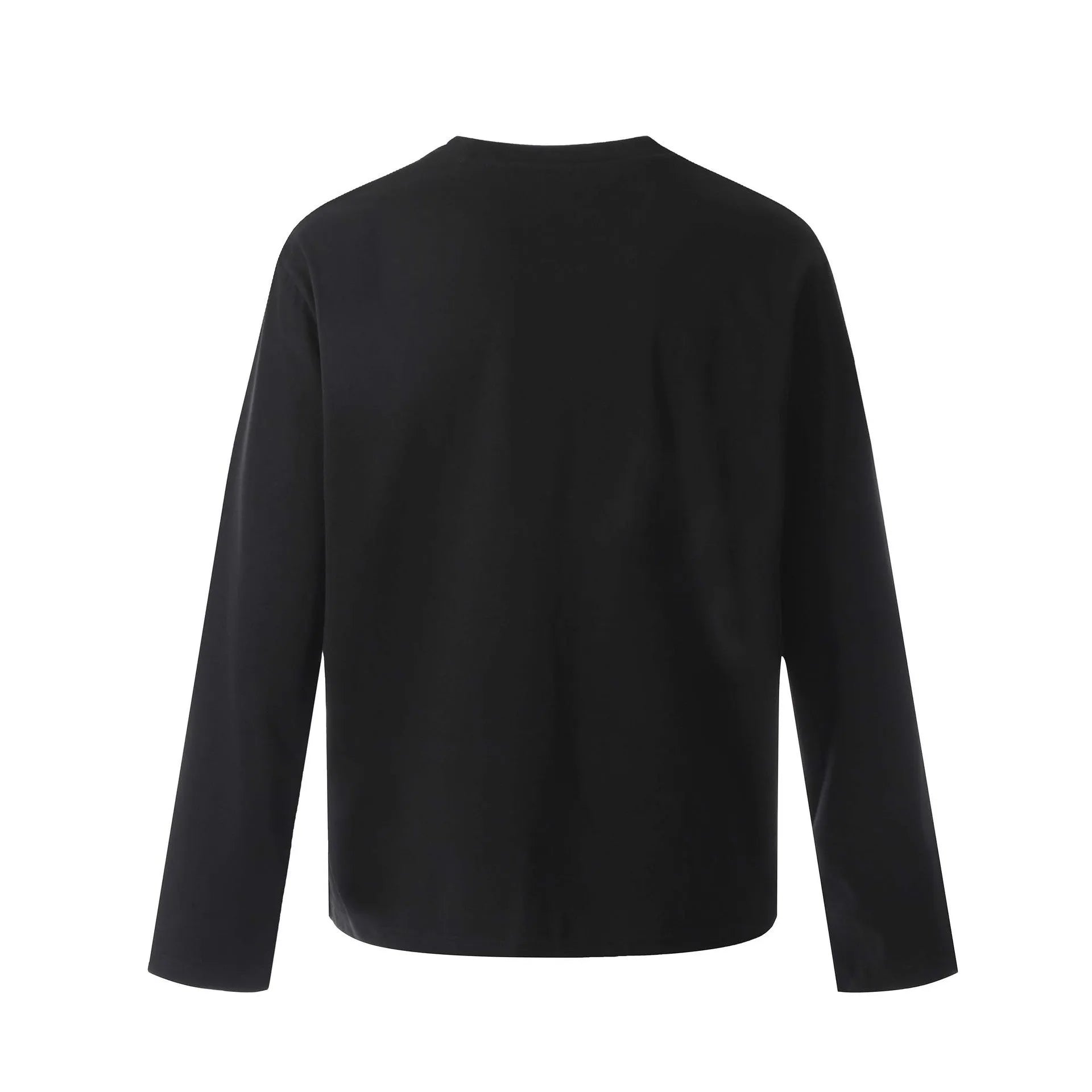 Men's loose fit cotton pullover in black and flower gray colours with long sleeves and retro design
