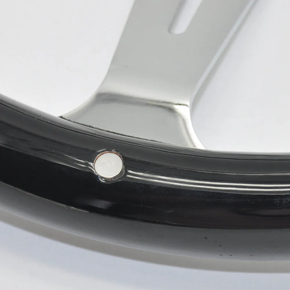 Black electroplated peach wood steering wheel 15-inch diameter classic car part