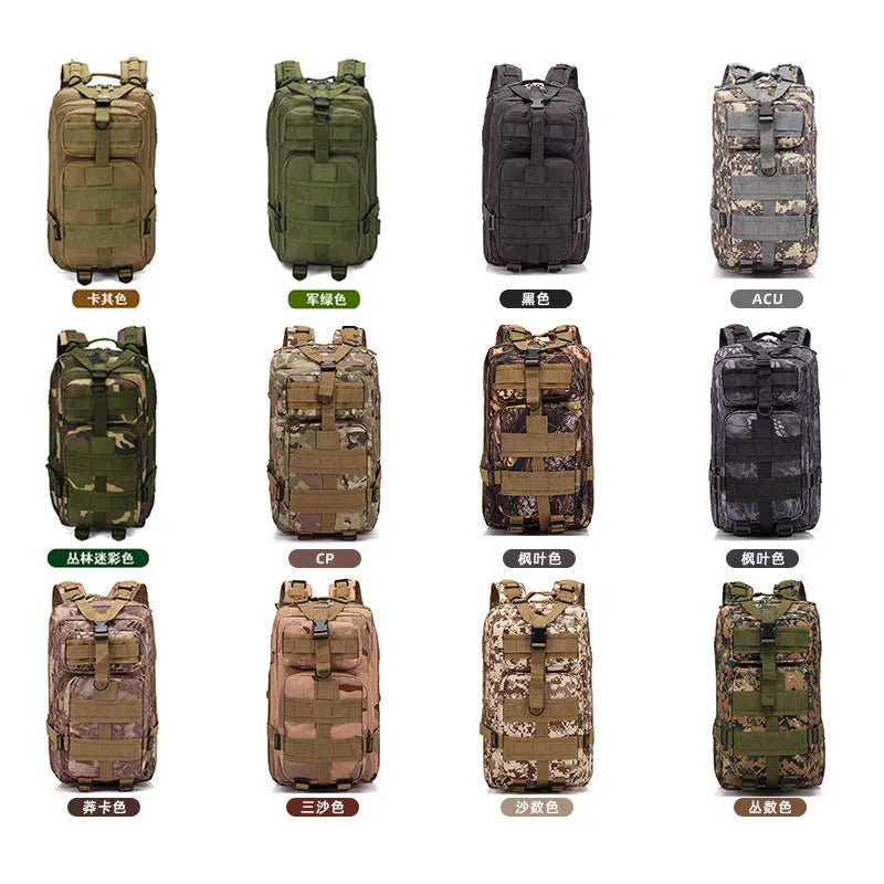 Large khaki Oxford cloth hiking backpack with air pillow belt system, shown for mountaineering use.