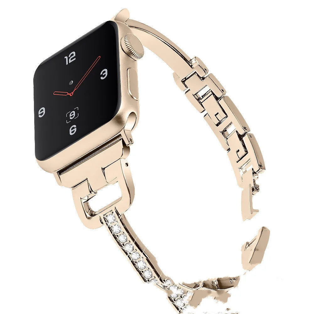 D-shaped metal diamond pattern strap for Apple Watch in multiple colour options