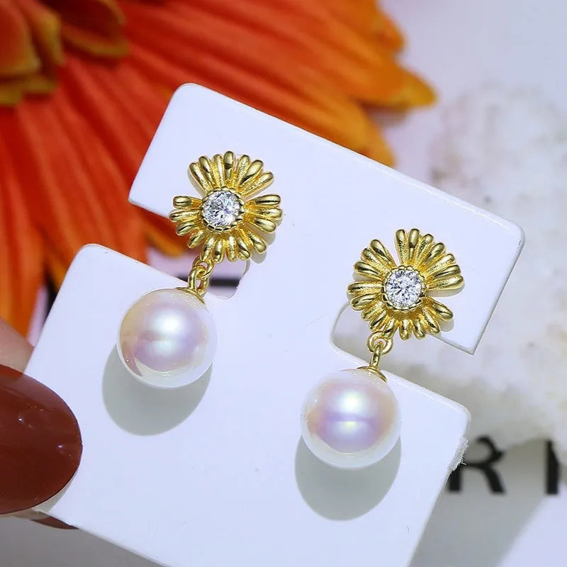 Baroque floral design sterling silver earrings with matching ring holder in gold and silver colour options