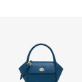 Women's leather wing tote handbag with cross-body strap and hard handle in cow leather