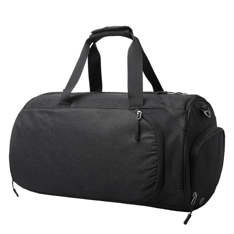 Medium oval travel bag with internal compartments showing wet-dry separation system