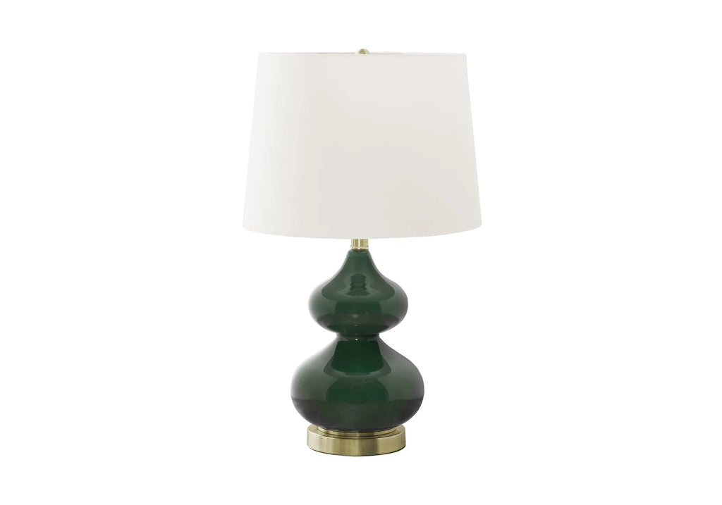 Blue crystal glass desk lamp with cloth lampshade for children's room, 64cm tall