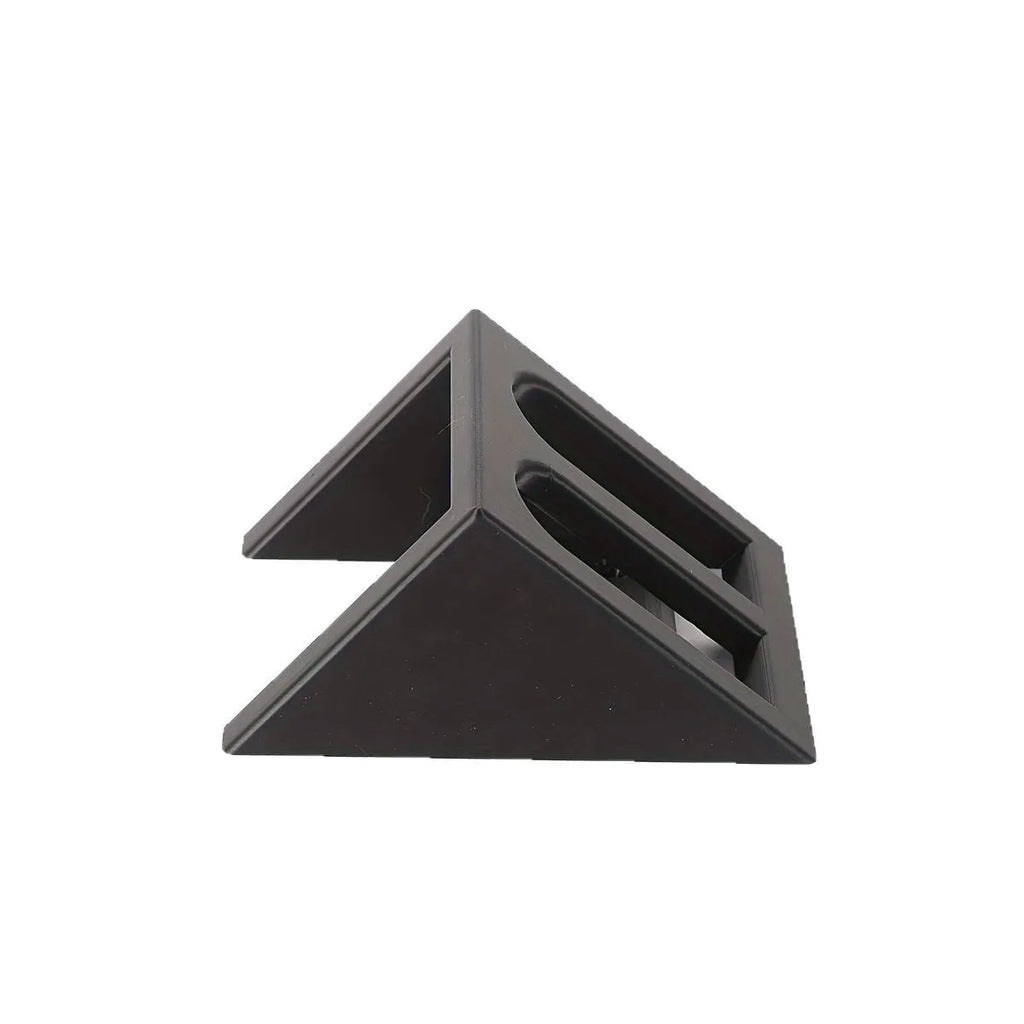 Black plastic pistol stand with punk-style design for displaying firearms