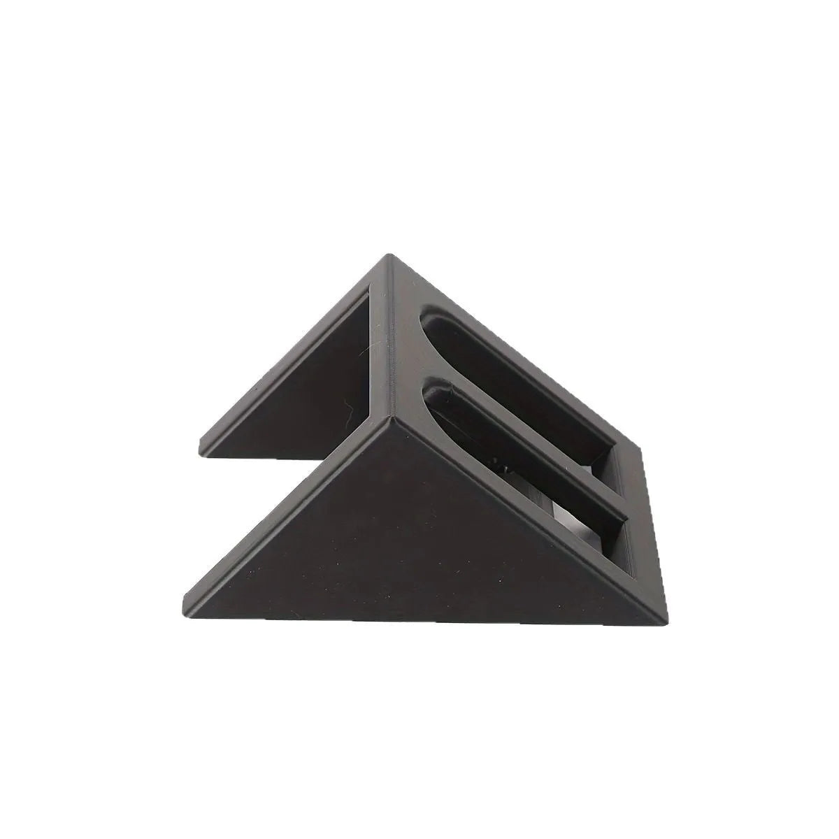 Black plastic pistol stand with punk-style design for displaying firearms