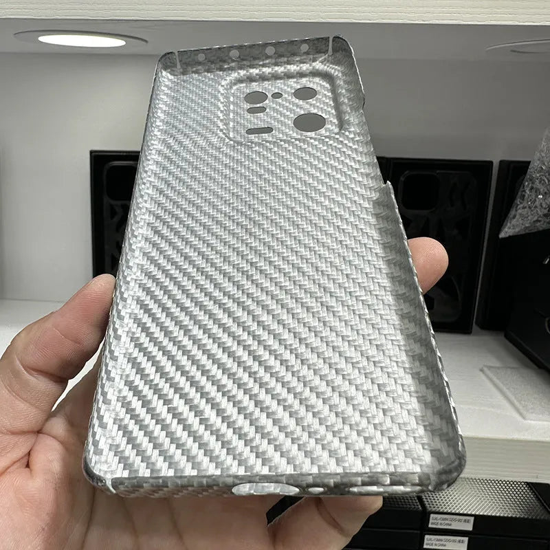 Ultra-thin 600d aramid fibre phone case for Xiaomi 13 in fine grain crater matte black colour