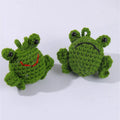 Green handmade plush frog woven pendant for car decoration measuring 15cm long