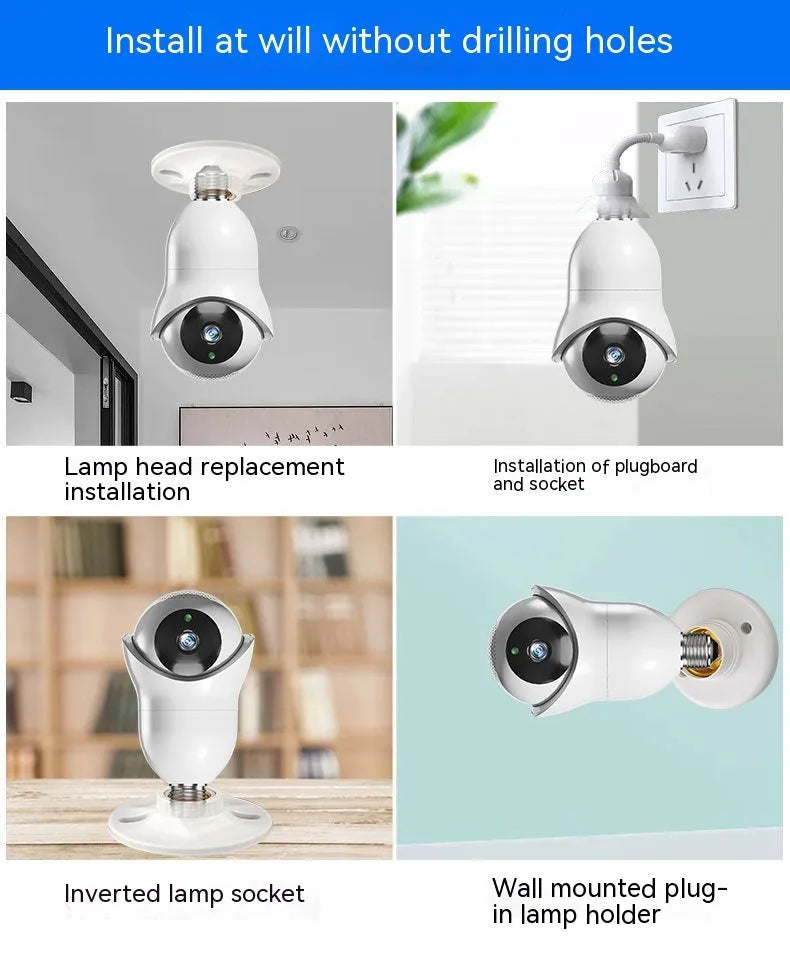 Dual band outdoor night vision light bulb camera with 5G wireless and high-definition monitoring