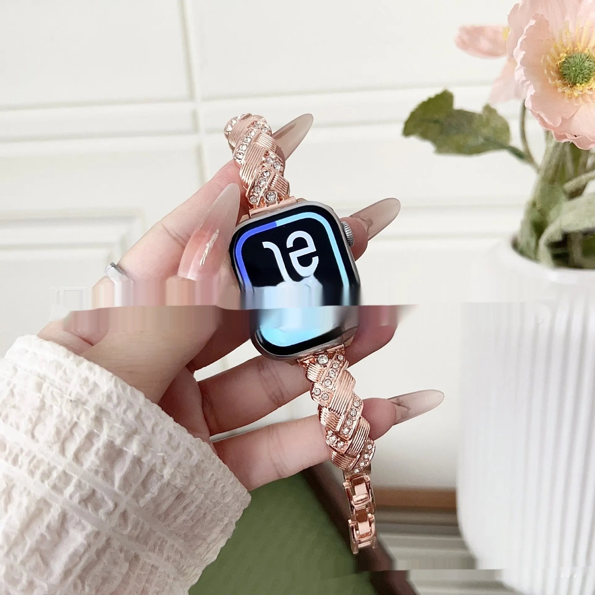 Zinc alloy metal Apple Watch strap showing silver, rose gold, gold, black, and starlight colour options