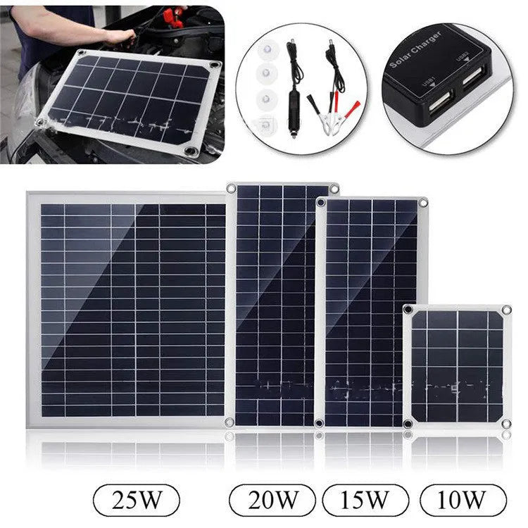 Polysilicon solar panel with dual USB ports for outdoor charging of mobile devices