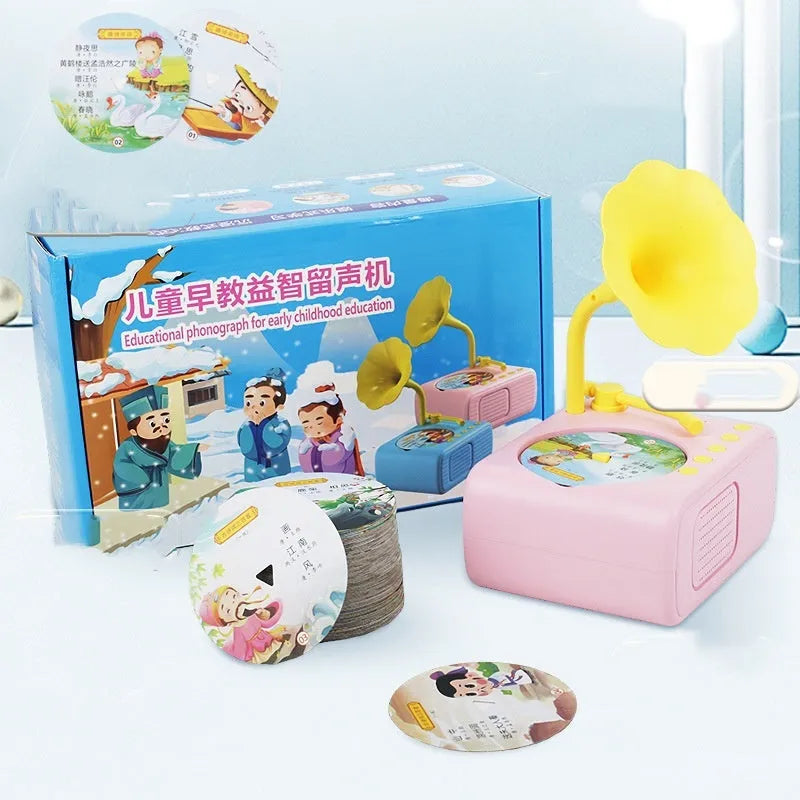 Children's early education storytelling machine in blue with TYPE-C charging port